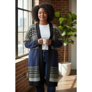 St. John Collection Wool Blend Geometric Open Cardigan. Size XL